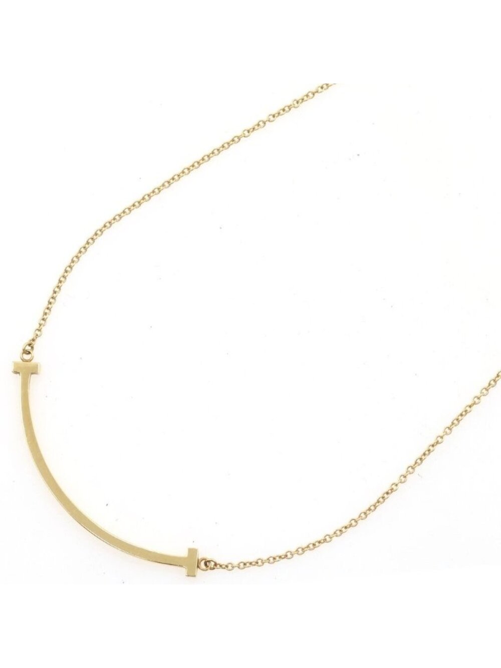 Tiffany & Co T Smile Small Pendant Chain Gold 750 Yellow